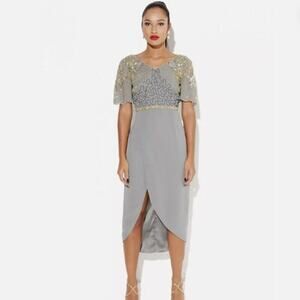 Virgos Lounge‎ Embellished Midi Party Prom Wedding Occasion Dress US Size 14